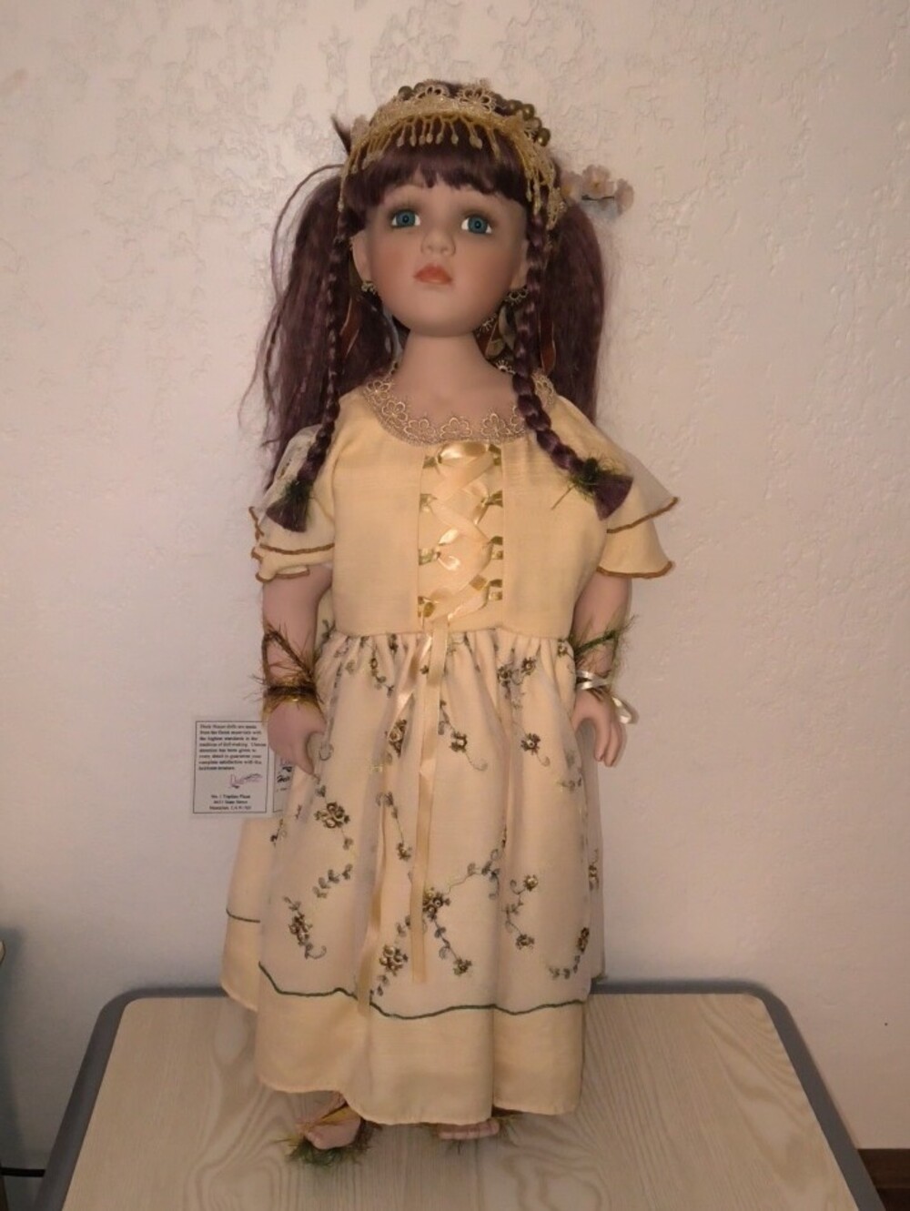 Porcelain Doll Flower Lace Up Dress Fairy Princess Vibes Brown Hair 27"